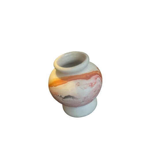 Vintage Nemadji Pottery Small Handcrafted Swirl Vase Marbled Art Vase - Picture 6 of 8
